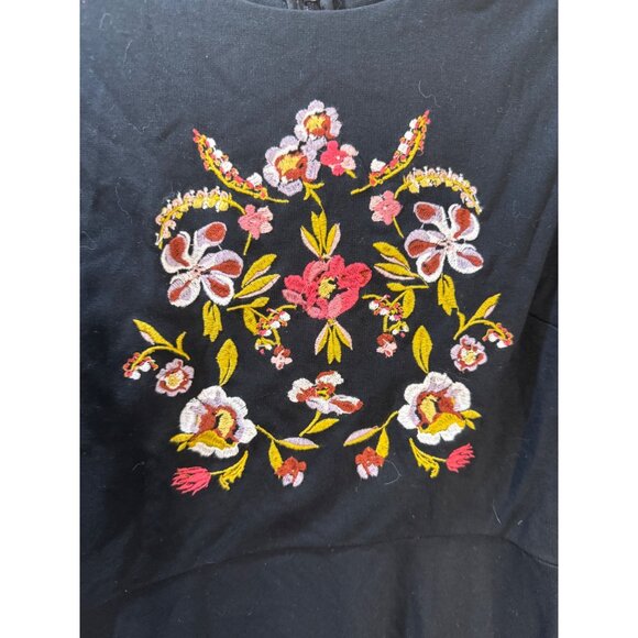 Loft Womens Black Floral Embroidered Dress Size 0 - Picture 11 of 12